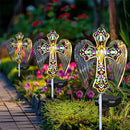 YJFWAL Solar Glass Cross Garden Stake Light, Cemetery Decorations for Grave Outdoor Lights, Jesus Cross Angel Wings Sympathy Memorial Gifts, for Easter Halloween Garden Lawn Yard Patio Decor by GreenHaven Gardens