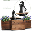 Outdoor Water Fountain,Floor Wooden Rectangular Pump Old-Fashioned Fountain with Flower Box,Electric Decorative Hand Pump, Outdoor Water Feature for Garden Patio Backyard by GreenHaven Gardens