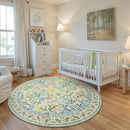 Wonnitar Washable Floral Round Rug, 6ft Sage Green Round Area Rugs for Bedroom Nursery, Boho Non-Slip Indoor Large Circle Carpets for Dining Room Living Room Kids Playroom by TinyTreasures Baby Boutique