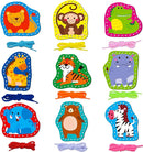 9 Pieces Kids Lacing Cards, Double Sided Sewing Cards in 9 Wild Animals with 9 Colorful Laces, Imagination Development Lacing Toys Games for Children Educational and Learning Activity by TinyTreasures Baby Boutique