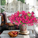 ‌20 Bundles Artificial Flowers for Outdoors‌ with 6 Faux Butterflies, UV Resistant ‌Fake Flowers‌ with Eucalyptus Leaves, ‌Artificial Plants Outdoor‌ for Patio Garden Porch Home Decor (Rose Red) by CozyNest Decor