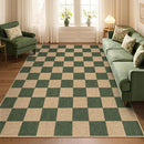 Lahome Checkered Easy Jute Dining Room Rug, 5x7 Indoor Outdoor Rugs for Patio Living Room, Neutral Checkerboard Non Slip Low Pile Green Carpet for Bedroom Office Backyard by CozyNest Decor