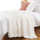 Battilo Chunky Knit Throw Blanket, Soft and Thick Chenille Throw Blanket, 50"x60" Handmade Cable Knit Crochet Blanket, Large Rope Knot Throw Blankets for Couch Sofa Bed Home Decor, Cream by CozyNest Decor