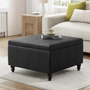 HUIMO Square Leather Storage Ottoman, Black Tufted Large Ottoman for Living Room, Coffee Table with Storage(Black) by CozyNest Decor