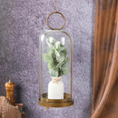 20" High Versatile Modern Metal Hurricane Lantern with Handmade Sturdy Glass Dome for Pillar Candle & Plants (Brass, 7.5"x20") by CozyNest Decor