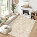 COZYLOOM 4x6 Rug Machine Washable Foldable Printed Area Rug Modern Distressed with Non Slip Design Stain Resistant Non Shedding Pet Friendly Carpet Perfect for Home Decor, Faux Wool, Beige by TinyTreasures Baby Boutique