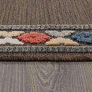 Beverly Rug Outdoor Runner Rug 2x7 Modern Floral Bordered Area Rugs for Indoor and Outdoor Patio Easy to Clean Non Shedding Living Room Porch Garden Washable Outside Carpet (2 x 7 Brown) by CozyNest Decor