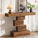 Tribesigns 42.5" Farmhouse Console Table, Narrow Wood Sofa Table Behind Couch with Geometric Base, Industrial Entryway Accent Table for Living Room, Hallway, Entrance (Rustic Brown) by CozyNest Decor