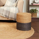 REDEARTH · Cylindrical Pouf Foot Stool Ottoman - Jute Braided Pouffe Poof Accent Sitting Footrest for Living Room, Bedroom, Nursery, Patio, Lounge - Set of 2 (14.5”x14.5”x16”; Natural Gray) by CozyNest Decor
