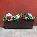 Elly Décor Set of 2 24x8 Rectangular Modern, Resistant and Self Watering Planter with Rattan-Like Finish, 24", Chocolate Brown by CozyNest Decor