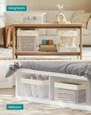 SONGMICS Storage Bins Set of 3, Large Fabric Storage Baskets, Foldable Organizer with Transparent Nylon Mesh, 19.7 x 11.8 x 11.8 Inches, Handles, for Bedroom, Living Room, Cream White URFB950W01 by CozyNest Decor