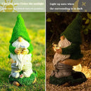 Garden Gnome Statues - Resin Gnome Figurine Sitting on Solar Crackle Glass Globe Lights, Funny Garden Gnome Ornament for Patio Yard Lawn Porch Outdoor Decor by GreenHaven Gardens
