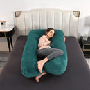 Amagoing 55 inches Pregnancy Pillows for Sleeping, U Shaped Maternity Full Body Pillow for Pregnant Women with Hip, Leg, Back, Belly Support, Removable Washable Velvet Cover (Teal Green) by TinyTreasures Baby Boutique