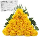 Yellow Fake Roses Artificial Flowers - 16 Pcs Fake Artificial Roses Silk Flowers with Stems for Home Wedding Hotel Office Centerpiece Decor by CozyNest Decor