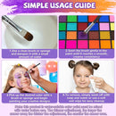 Professional Face Painting Kit for Kids – 54 Color Water Activated Facepaint Makeup Kit, Non-Toxic face Paint with Stencils, Gems, Brushes– for Halloween, Parties, Carnival, School Event & Festivals by TinyTreasures Baby Boutique