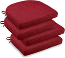 downluxe Indoor Chair Cushions for Dining Chairs, Soft and Comfortable Textured Foam Kitchen Chair Pads with Ties and Non-Slip Backing, 16" x 16" x 2", Red, 4 Pack by CozyNest Decor