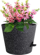 12 inch Large Self Watering Pots, Plant Pots with Mesh Drainage Holes for Indoor Outdoor Plants, Plastic Planters with Deep Reservoir for Garden House Flower Plants, Speckled Black by GreenHaven Gardens