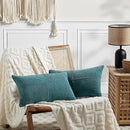 Fancy Homi 2 Packs Teal Lumbar Decorative Throw Pillow Covers 14x24 Inch for Living Room Couch Bed Sofa, Rustic Farmhouse Boho Home Decor, Soft Striped Corduroy Rectangle Accent Cushion Case 35x60 cm by CozyNest Decor