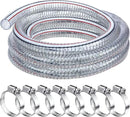 Frienda Heavy Duty Steel Wire Flexible Tubing with Fasteners PVC High Pressure Drain Hose Tube Pond Tubing Clear Wire Reinforced for Pond Bilge Pump Vacuum Suction Hose(16.4 Ft, 1 Inch Id) by GreenHaven Gardens