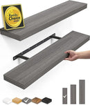 BAYKA Floating Shelves, 22.5" Wall Mounted Wood Shelves for Bathroom, Bedroom, Living Room, Kitchen, Hanging Shelf for Books/Storage/Decor (Grey,Set of 2) by CozyNest Decor