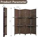 PayLessHere Room Divider 4 Panel Room Screen Divider Wooden Screen Folding Portable Partition Screen Wood with Removable Storage Shelves Color, Brown by CozyNest Decor