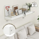White Floating Shelves for Wall - 48 Inch Wide x 12 Inch Deep Wall Shelves Set of 1 - Rustic Wood Shelves for Living Room, Bathroom, Laundry Room, Bedroom, Kitchen, Home Office by CozyNest Decor