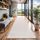 CAMILSON Indoor and Outdoor Runner Rug Off-White Solid Woven Design Easy-Cleaning Non Shedding Farmhouse Living Room Bedroom Garden Patio and Kitchen Washable Outside Carpet Alfombras (2x7) by CozyNest Decor