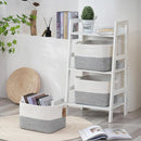 COMFY-HOMI 3-Pack Cotton Rope Woven Basket with Handles for Shelves, Book, Cloth Basket|Dog Toy Basket for Organizingy|13.5" x 11" x 9.5" for Bedroom（White/Grey） by TinyTreasures Baby Boutique