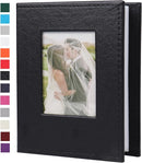 RECUTMS Small Photo Album 4x6 52 Photos, Mini Photo Book Leather Cover with Front Window, 26-Sheet Holds 52 Pictures, Artwork or Postcards Storage for Wedding Family Baby Vacation(Black) by TinyTreasures Baby Boutique