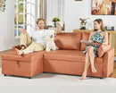 VanAcc Sleeper Sofa, Sofa Bed- 2 in 1 Pull Out Couch Bed with Storage Chaise, Sofa Sleeper Couch for Living Room, Brown Leathaire by CozyNest Decor