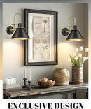 Industrial Wall Sconce Set of 2, HWH Modern 1-Light Bathroom Vanity Light Fixtures, Single Wall Sconce for Bedroom, Balcony, Over Mirror, Kitchen Sink, Black and Gold Finish, 5HZG56B-2 BK+BG by CozyNest Decor