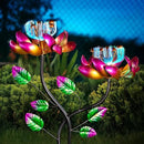 Solar Wind Spinners Pink Twin Flowers for Yard and Garden, Solar Windmill Garden Whirligig Kinetic Spinners Decor for Lawn, Patio, Yard, Metal Wind Outdoor Sculpture by CozyNest Decor