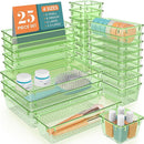 WOWBOX 25 PCS Plastic Drawer Organizer Set, 4 Sizes Desk Drawer Divider Organizers and Storage Bins for Makeup, Jewelry, Gadgets for Kitchen, Bedroom, Bathroom, Office, Clear Green by TinyTreasures Baby Boutique