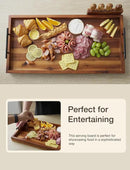 24" Large Charcuterie Tray with Handles, Extra Long Wooden Serving Cheese Boards - Serving Platter for Meat, Party Appetizers, Outdoor & Fruits Display (Acacia Wood) by CozyNest Decor