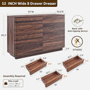 8 Drawer Dresser for Bedroom, 52 Inch Wide Modern Chest of Drawers, Push-to-Open Wood Storgae Organizer with Large Drawers for Bedroom, Living Room, Hallway,Brown by CozyNest Decor