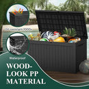 230 Gallon Outside Storage Box, Resin All Weather Storage Cabinet, Large Deck Box for Garden Tools, Patio Furniture, Sports Equipment, Black by CozyNest Decor