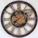 The Gears Clock 36'' Inch Real Moving Gear Wall Clock Vintage Industrial Oversized Rustic Farmhouse (Vintage Black Wood and Bronze) by CozyNest Decor