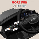Qaba 12V Kids Ride on Truck, Chevrolet Silverado EV RST Licensed Electric Car with Parent Remote Control, Back Storage, Spring Suspension, Soft Start, Auxiliary Wheels, LED Lights, Music, MP3, Black by TinyTreasures Baby Boutique