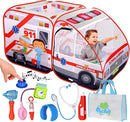 Ambulance Pop-up Play Tent for Kids with Sounds, Doctor Kit & Ball Pit for Toddlers & Up - Easy Setup Pop up Toy for Indoor & Outdoor, Emergency Vehicle Playset, Pretend Play, Great Gift by TinyTreasures Baby Boutique