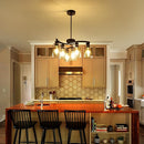 6 Light Modern Farmhouse Chandelier，Black Dining Room Light Fixture，Kitchen Pendant Lights Over Island with Glass Shade by CozyNest Decor