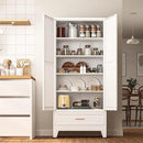 71 "Farmhouse Metal Filing Cabinet with a Drawer and 4 Adjustable Shelves, with 2 Large barn Door White Kitchen Cabinets, Metal Food Cabinets for Home, Kitchen, Dining/Living Room (White) by CozyNest Decor