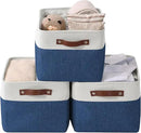 DECOMOMO Storage Bins Fabric Storage Baskets for Shelves, Linen Closet Organization Toys Nursery (Navy Blue and White, Large - 3 Pack) by CozyNest Decor