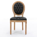 French Style Solid Wood Frame Antique Painting, Hand-Pulled Buckle Decoration Artificial Dining Chair With Nailhead Trim, Wood Legs