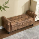 Furniliving 55” End of Bed Bench, Bedroom Bench with Button-Tufted, Large Upholstered Storage Ottoman Entryway Bench with Storage Shoe Cabinet Bench, for Bedroom, PU, Coffee by CozyNest Decor