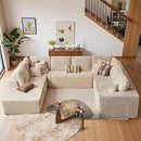 Cloud Sectional Couches for Living Room,U Shaped Modular Sofas No Assembly,135x100 Inches Plush Corduroy Oversized Floor Couch Set with Deep Seat Chaise,Beige by CozyNest Decor