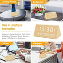 Kogonee Wooden Digital Alarm Clock, 0-100% Dimmer, 2 Alarm Settings, Weekday/Everyday Mode, 9 Mins Snooze, 12/24H, Temperature and Date Display for Office, Travel, Bedroom Alarm Clock (Bamboo) by CozyNest Decor
