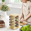 WelFurGeer Bamboo Spice Rack Organizer for Countertop, Revolving Spice Shelf with 16 Glass Jars, Lids & Labels, Desktop Rotating Seasoning Organizer for Kitchens, Space-Saving Design by CozyNest Decor