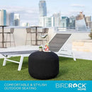 BIRDROCK HOME Outdoor Pouf Ottoman | Hand Woven Waterproof Foot Stool with Bead Bag Filling | Boho Foot Rest for Patio, Living Room, Porch & Outdoor Seating | Lightweight, Soft Stuffed Chair | Black by CozyNest Decor