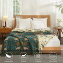 Boho Throw Blanket for Couch Sofa Bed, 100% Cotton Woven Quilt with Tassel 80”x90”, Super Soft Muslin Blanket with Bird Printed, Decorative Reversible Bed Blanket/Cover for All Seasons by CozyNest Decor