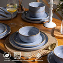 GBHOME Ceramic Dinnerware Sets for 8, 24 Pieces Stoneware Plates and Bowls Sets, Scratch Resistant Dishes, Dishwasher & Microwave Safe, Reactive Glaze-Brunnera Blue by CozyNest Decor